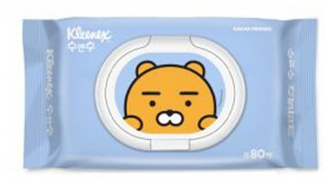 크리넥스 수앤수 카카오 라이언 물티슈 캡형, 1개