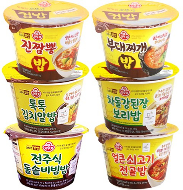 오뚜기 컵밥 부대찌개+진짬뽕+얼큰쇠고기전골+전주돌솥비빔밥+차돌강된장+톡톡김치알밥, 1세트