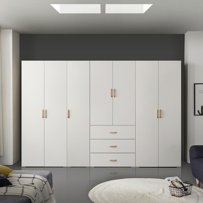 케이컴퍼니 LPM 이음2800장롱세트DCDD(옷장+400도어이불장+3서랍옷장+이불장) 장롱세트, 화이트