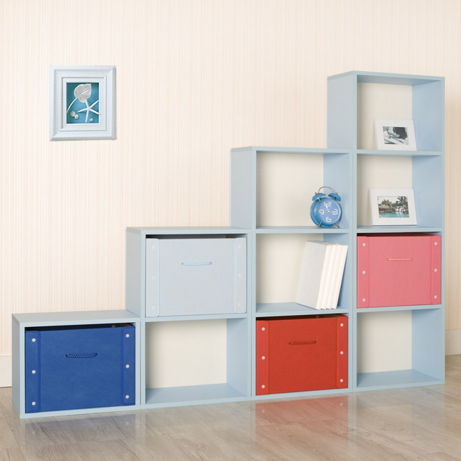 하우디가구 칼라 공간박스 3단 책장 책꽂이 수납장, 칸높은3단-하늘(DIY)