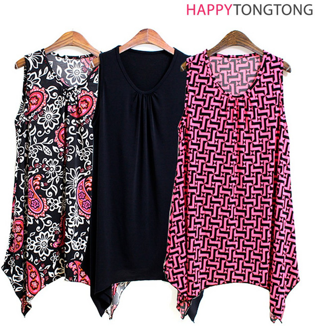 해피통통 여성 쿨나염 롱나시티 빅사이즈 여름용 A라인민소매 시원한 오버핏 냉장고 루즈핏 바캉스 블라티