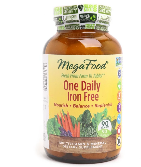 메가푸드 원 데일리 철분 미포함 멀티비타민 & 미네랄 타블렛, 1개, 90개입, 90정 - 쿠팡