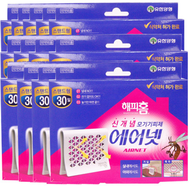 해피홈 에어넷 스탠드형 모기기피제, 2.85g, 12개