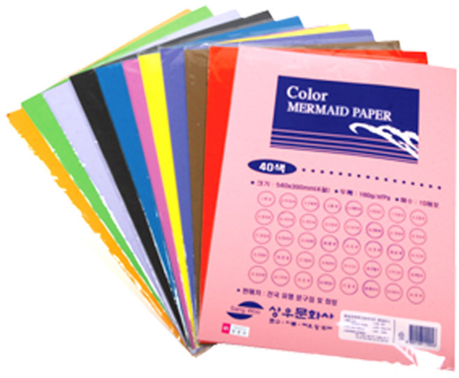 흥국산업 머메이드지 A4 4절 지류, A4 머메이드지 M12 초록색, 10매입