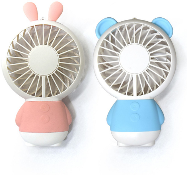 미니선풍기 LED 미니 선풍기 (목밴드 탁상용받침대 케이블포함), 블루, 곰
