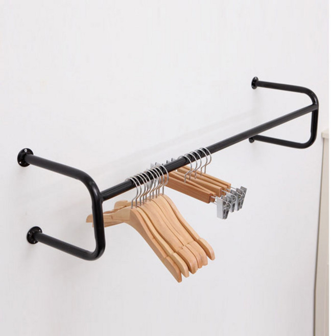 TC 프리미엄 25파이 매장용 철제 벽면행거, 블랙