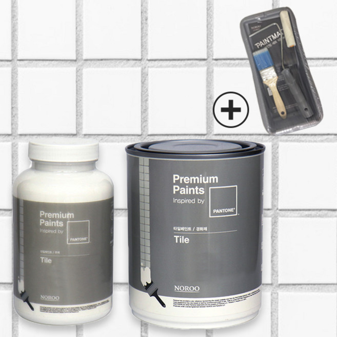 노루페인트 프리미엄 팬톤 타일페인트 750ml 유광 간단세트, 팬톤 타일페인트750ML 브라이트화이트 간단세트, 1개