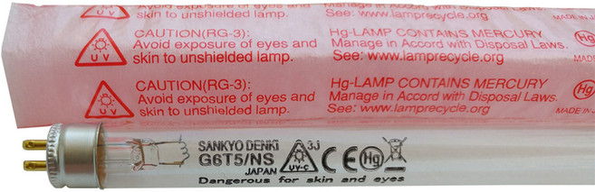 산쿄 TUV G6T5 6W 자외선 공기 액체 살균 램프, 1개