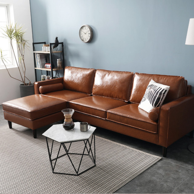 가구밸리 [가구밸리]칼슨 4인 가죽소파, 브라운