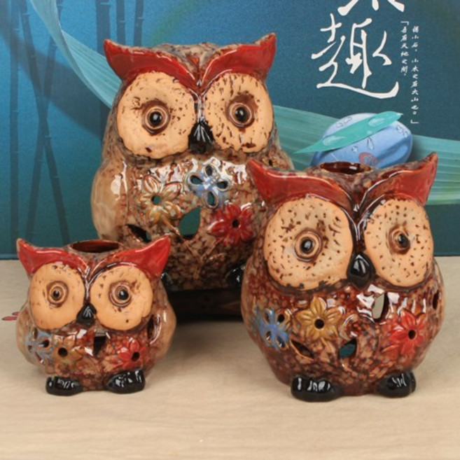 컬러 부엉이가족 캔들 3P