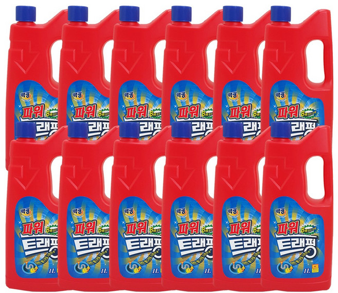트래펑 파워 트래펑 배수구 세정제, 1L, 12개