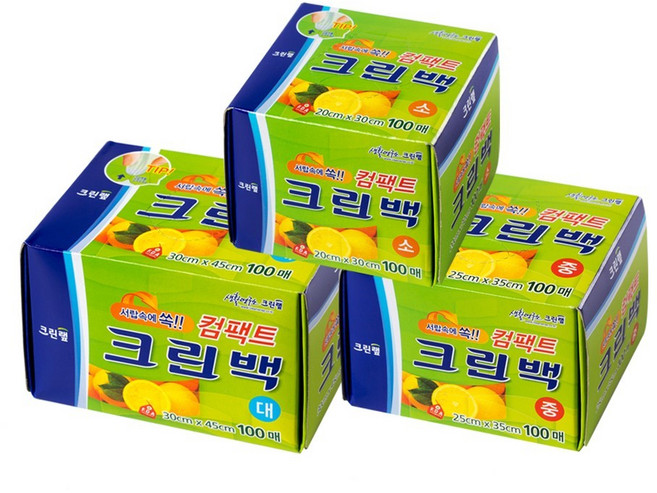 크린랲 크린백 컴팩트(중) 25x35 (100매), 중(M), 100개, 1개