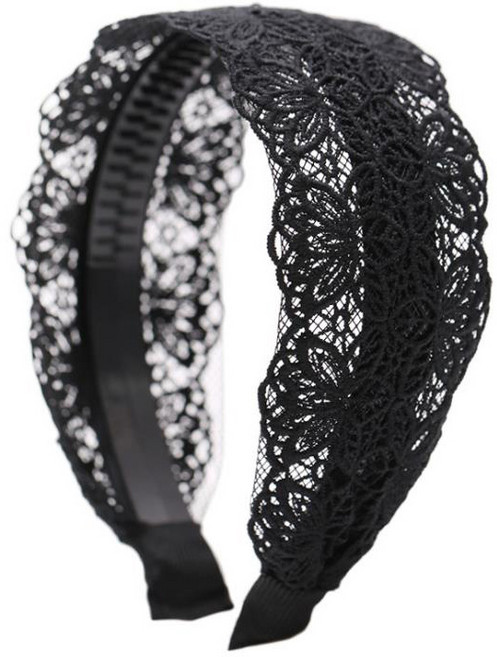 로맨틱 크로셰 레이스 헤어밴드 와이드 머리띠