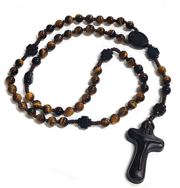가톨릭성물방 호안석 매듭 십자가간주 5단묵주 6mm, 1개