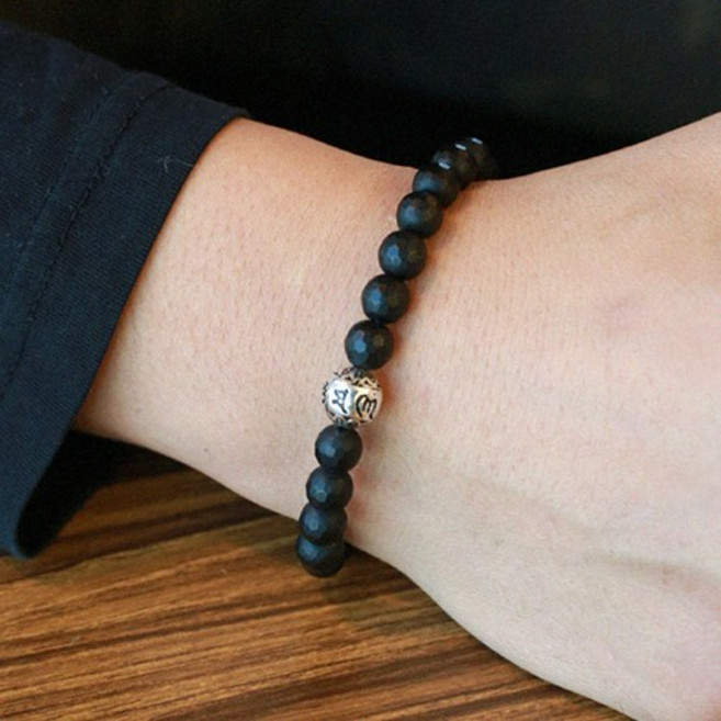 붓다스토리 심플 컷팅오닉스 원포인트 실버925 원석팔찌 팔찌