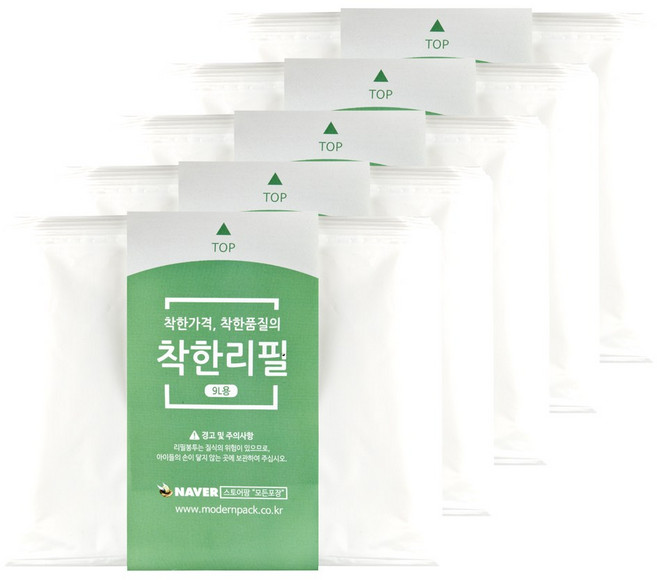 산화생분해 착한리필 9L 기저귀휴지통 리필봉투 매직캔 호환, 5개