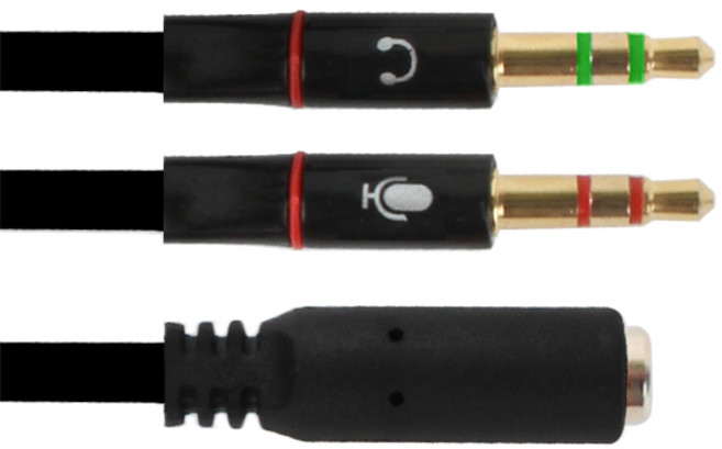 주식회사 위시 이어셋 to PC 변환 어댑터 Y잭, 이어셋변환케이블(보급)-블랙