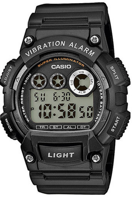 CASIO 100m방수 LED라이트 손목알람진동시계 10년전지 W-735H-1A 진동시계