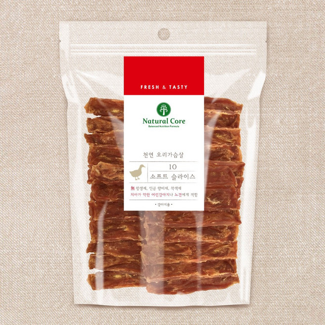 네츄럴코어 천연간식 애견식 사사미, 10 천연오리가슴살 소프트 슬라이스 200g, 200g, 1개