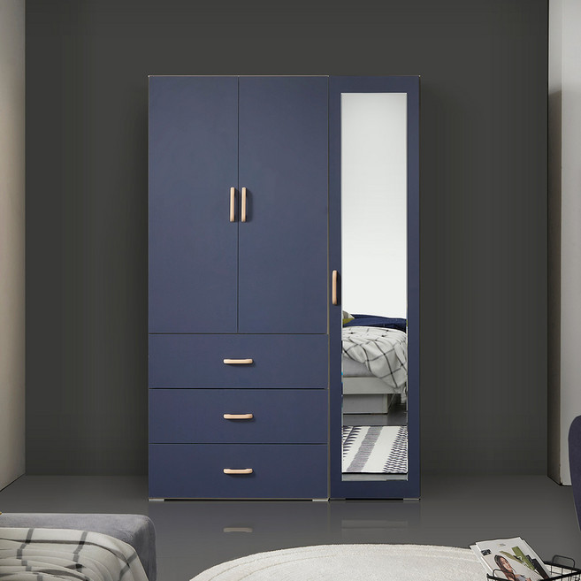 케이컴퍼니 LPM 이음1200장롱세트CM(3서랍옷장+400거울옷장 이불장) 전신거울장롱/장농세트, 네이비(3서랍옷장+400거울옷장)