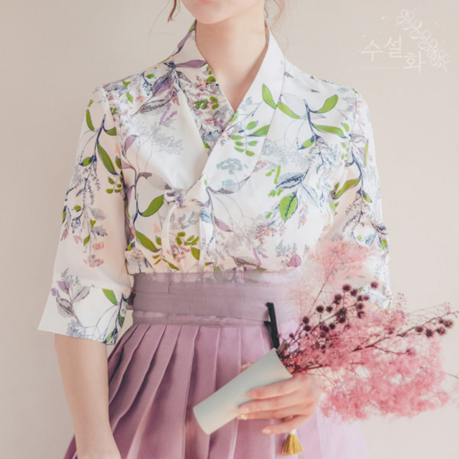 수설화 풀잎 블라우스 생활한복 저고리