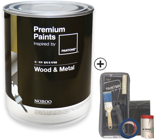노루페인트 목재 철재용 팬톤페인트 우드앤메탈 1L 백색, 팬톤 우드앤메탈 1L 백색 반광 풀세트