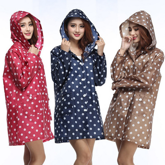 자두나무 땡땡이 숏코트 여성 레인코트(FREE)