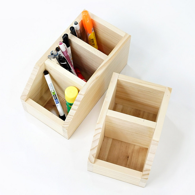 나무다움 원목 연필꽃이 필기구정리 데스크정리 핸드폰꽂이 인테리어소품 책상정리, 2단, 1개
