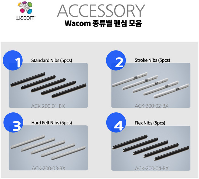 [와콤] 인튜어스 기본펜심, 플렉스심(ACK-200-04-BX), 1개