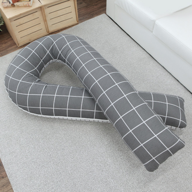 이블랑 순면 바디필로우 U자(솜포함), 모던체크 챠콜