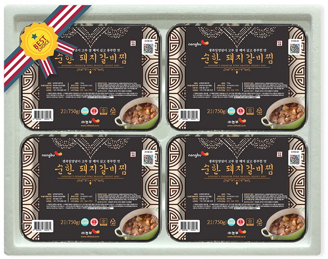 [오늘고기] 순한 돼지갈비찜 (750g x 4) 선물세트, 1세트
