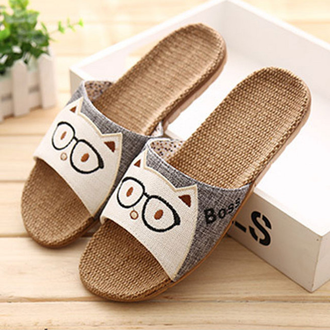 송강 층간소음방지 린넨 여름 쿠션 거실화 거실 실내화 실내 슬리퍼, 블랙(남성), 1개