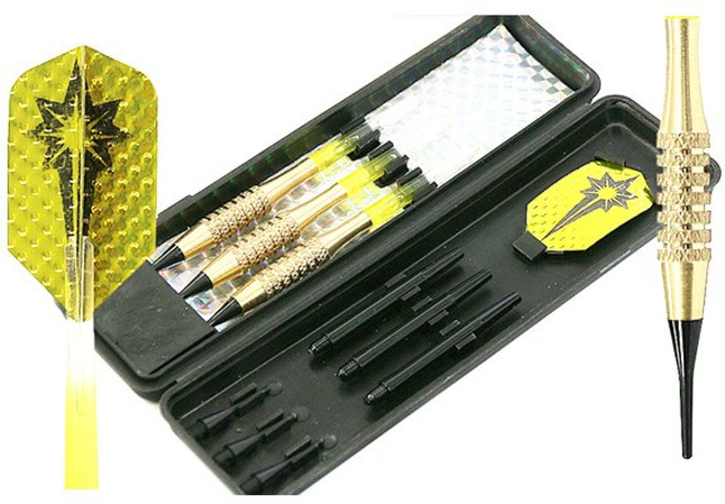 지아지 대형 벽걸이 전자다트 게임 기계 전자다트핀 포함, 경기용_다트핀 딤플 골드옐로우(3P)