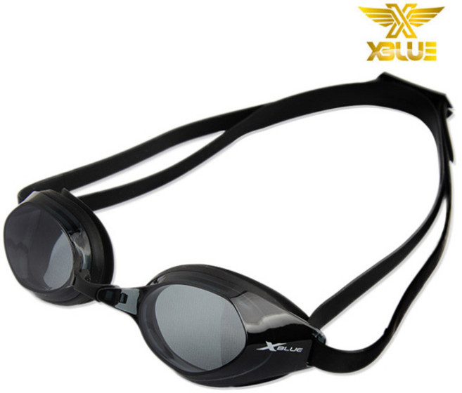 엑스블루 선수용 수경 XBL-8400N-BLACK 노미러렌즈 패킹 수경, BLK