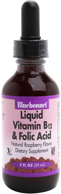 블루보넷 리퀴드 비타민 B12 & 엽산 내추럴 라즈베리, 59ml, 1개