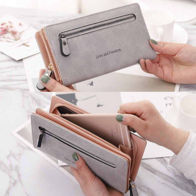 이프유 여성 스마트폰 수납 지퍼 장지갑