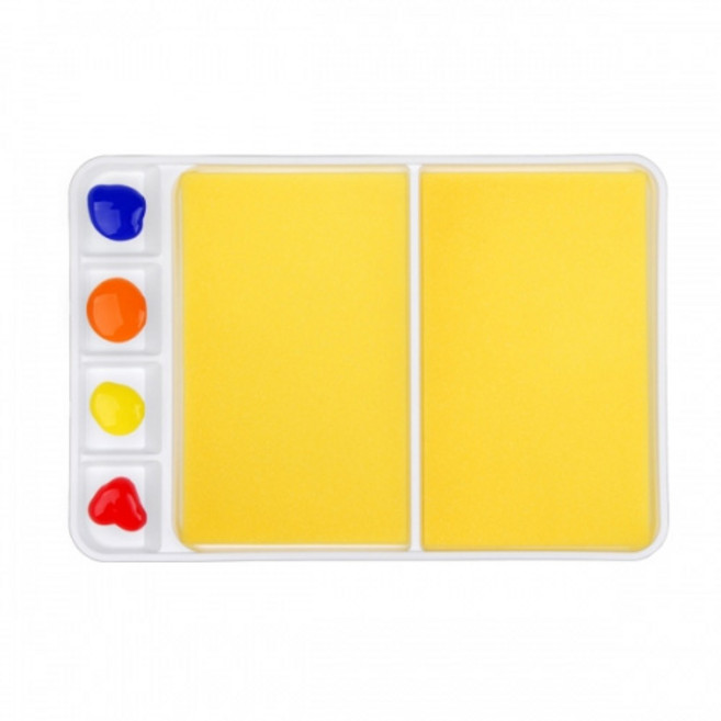 아트파레트 2칸 + 패드 / 키즈맘아트 유아물감 형광물감 미술놀이 어린이물감 물감놀이 핑거페인트 물감 엄마표미술놀이 촉감놀이 오감놀이 도트물감 액션페인팅 스탬프, 화이트