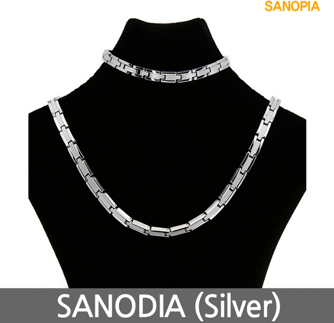 사노피아 게르마늄 티타늄 자석 목걸이팔찌 세트 사노디아 (실버)