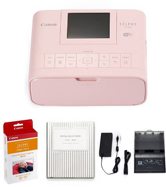 캐논 셀피 포토프린터 CP1300+인화지54매+잉크+디카셀파우치(포켓형) 세트, 핑크