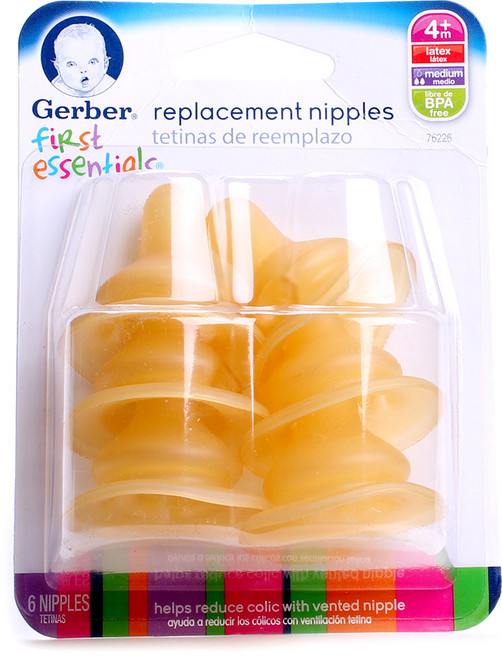 Gerber 교체용 젖꼭지, 4개월 이상, 6개