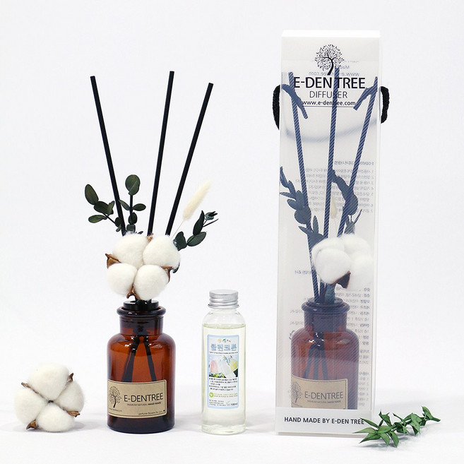 이든트리 목화 디퓨저 화이트100ml_KTC 환경부 국가공인 인증, 라임바질&만다린, 1개