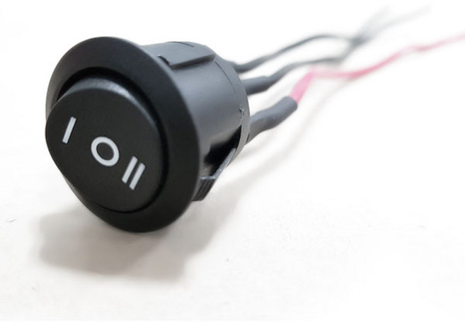 3단 원형 rocker switch ON-OFF-ON 케이블 약150mm(접점부터), 1개