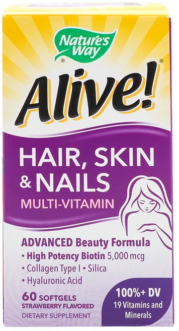 네이쳐스웨이 얼라이브! 헤어 스킨 앤 네일 멀티 비타민 소프트젤, 1개, 60정 - 쿠팡