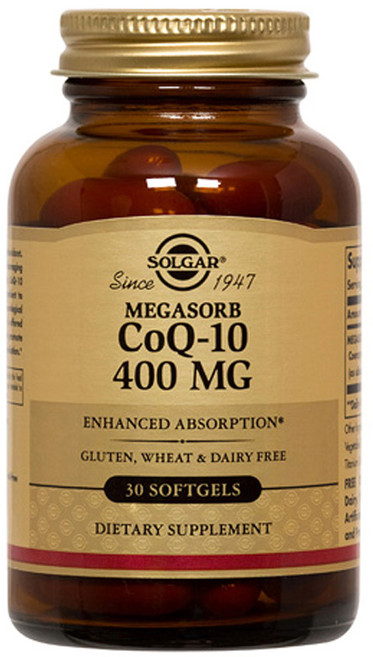 SOLGAR Megasoap CoQ-10 400毫克 無麩質 無糖 軟膠囊, 1個, 30錠