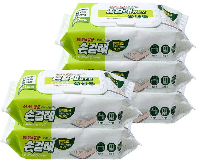 홈인더스트리 손걸레청소포 80매 (무료배송), 5개