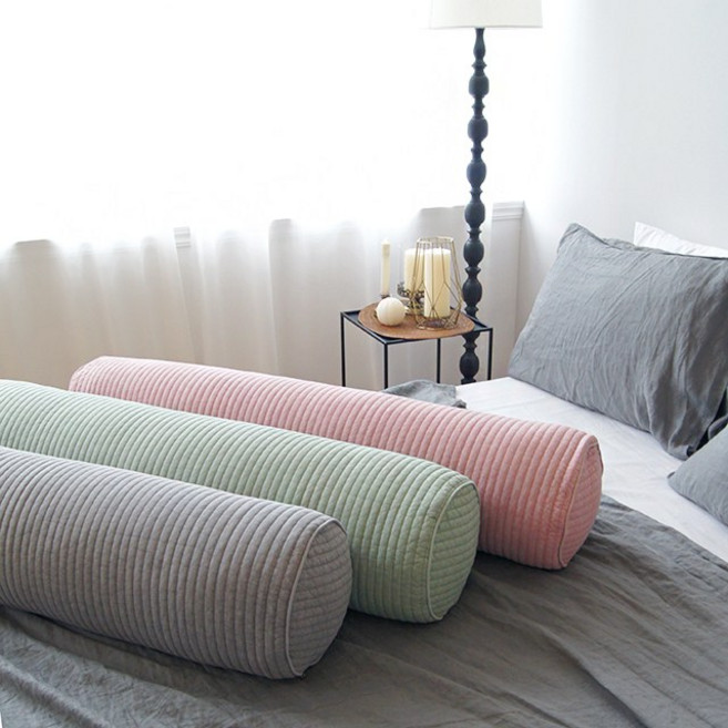 휴잠 순면 피그먼트 누빔 바디필로우, 핑크