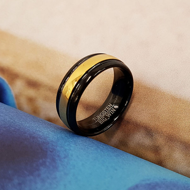빅윈 남녀공용 텅스텐 블랙 골드라인 라운드 커플링 웨딩반지 T31 반지
