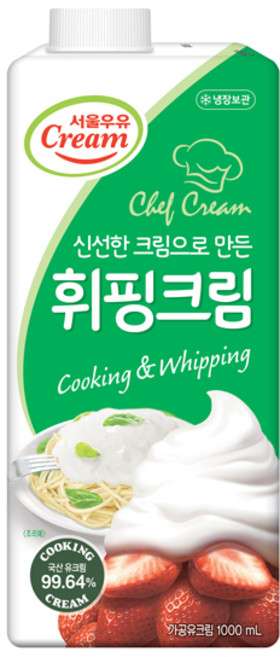 서울우유 동물성 휘핑크림 1000ml(아이스팩무료) / 유통기한 임박상품 21년12월9일, 1L, 1개