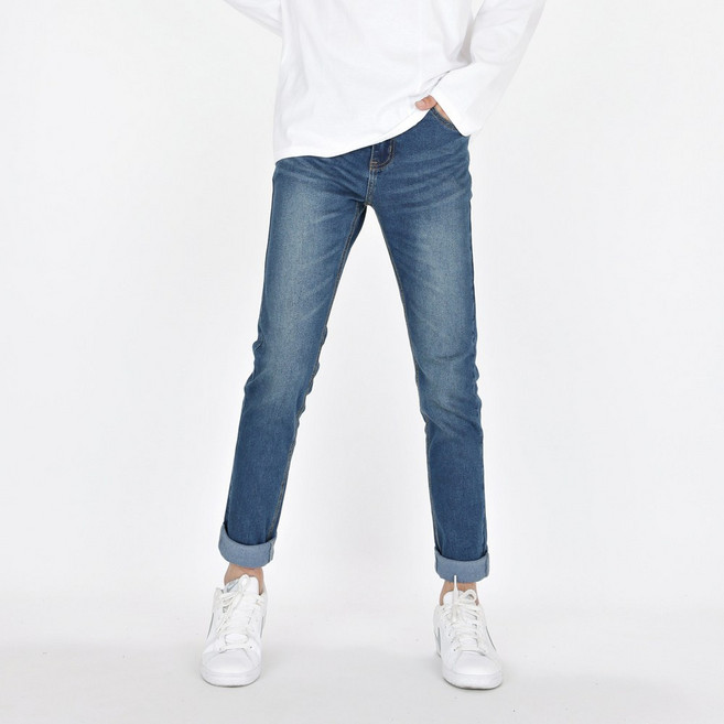 [데님공방] 남자 스판청바지 진청 워싱진 슬림일자핏 데일리 데님팬츠 S-3XL