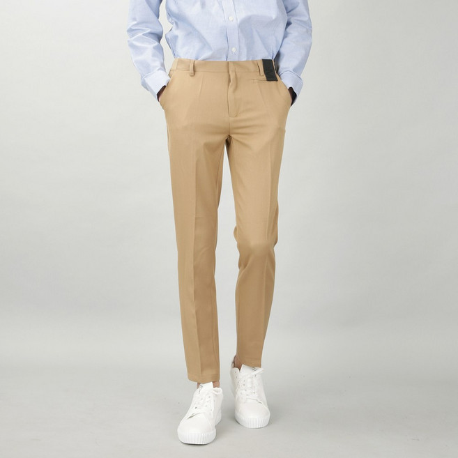 [데님공방] 남자 슬랙스 허리밴딩 9부10부 베이지 슬림일자핏 팬츠 S-2XL